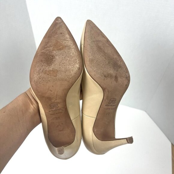 Navyboot Classic Beige Pump EU 37 US 6.5 Nude Heel Business Wedding Shoes Italy - Picture 7 of 8